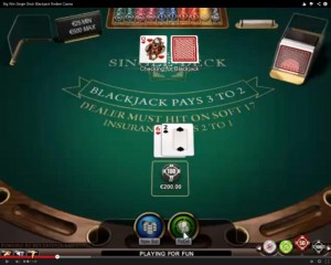 Single Deck Blackjack at An Online Casino